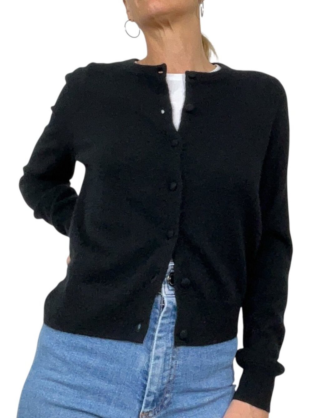 Tuckernuck Cashmere Covered Button Cardigan Sweater M Black